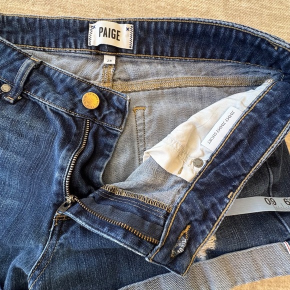 Paige Women's Jimmy Jimmy Blue Jean Cuffed Short Stretch Sz 28 Inseam 2.5 inches - Picture 4 of 10